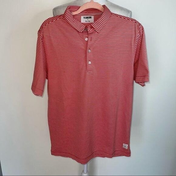 Linksoul Polo Shirt Mens Size Small S Tempus Fugit Dark Striped Golf Cotton - Picture 2 of 11